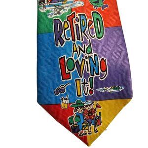 Neck Tie Novelty Retired & Loving It Necktie Big "Tie"Mer Polyester